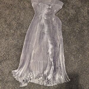 Elegant Silver Pleated Dress